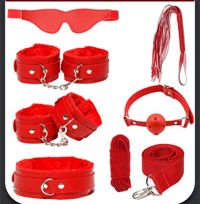 Métal adulte rouge de kits d'esclavage des contraintes 7pcs de lit de BDSM en cuir